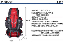 Large 85L Outdoor Backpack for Multi-purpose