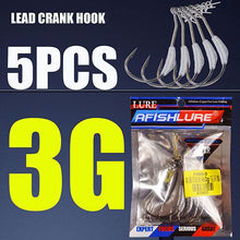 5pcs/lot Afishlure 2g/2.5g/3g Barbed Lead Fishing Crank Hook Fit for Rigs Fishing Tackle Hooks